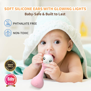 alilo Yoyo Talking Bunny Baby Musical Light-Up Rattle Toys 0-6-12-18 Months, Voice Mimicking Toys, Preloaded 90+ Audio Content,