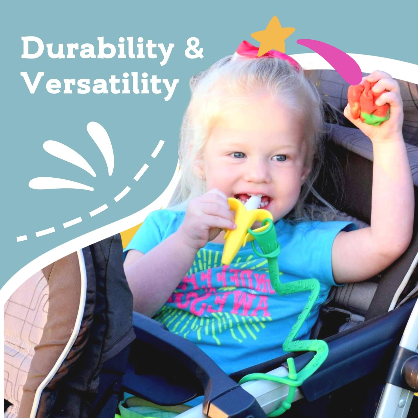 Brilli Baby Cup Catcher Patented Safety Tether Strap, Attach Sippy Cups, Bottles, Toys, Pacifiers To Stroller, High Chair, Car S