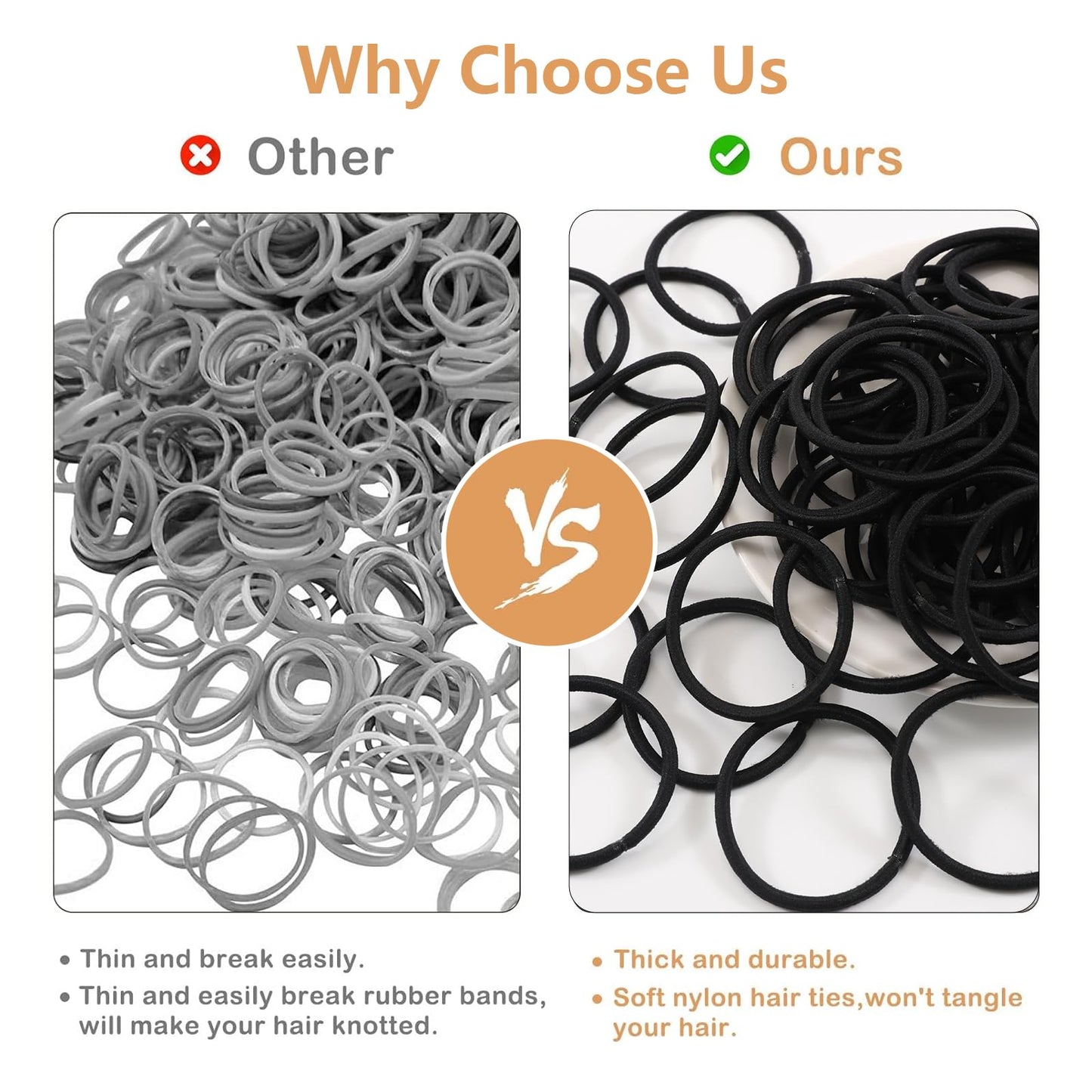 150Pcs Elastic Hair Ties, No Crease Hair Ponytail Holders For Women, Men, Girls And Boys, Large No Damage Hair Ties For Thick Th