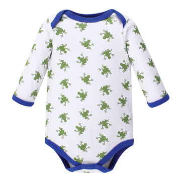Luvable Friends Unisex Baby Cotton Long-Sleeve Bodysuits, Frog, 3-6 Months