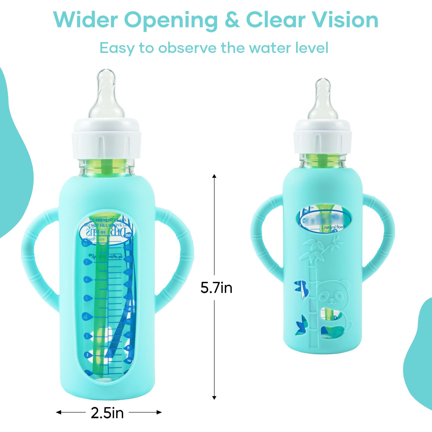 2 Pack Silicone Sleeves For Dr. Brown 'S Glass Baby Bottles, Anti Breakage Durable Baby Bottle Holder With Easy Grip Handles, Na