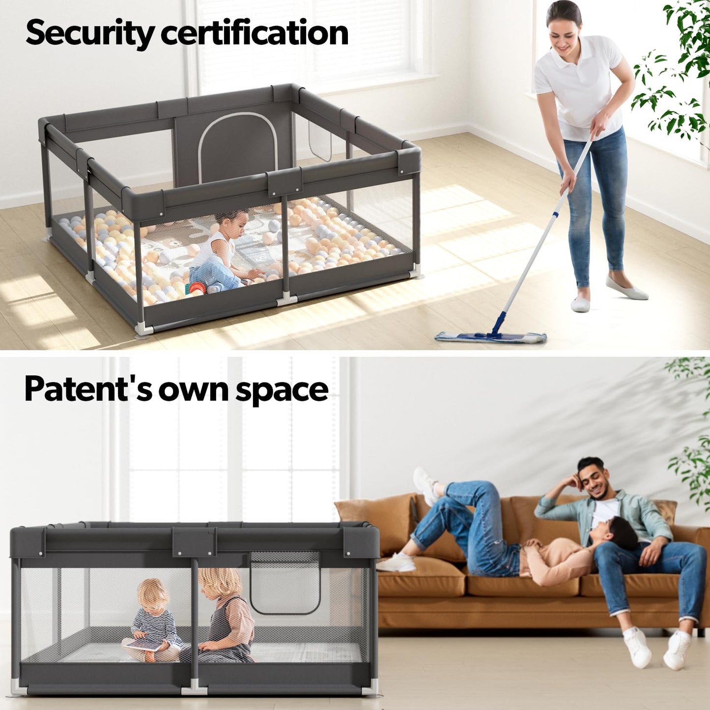 Fodoss Baby Playpen With Mat, Small Play Pen(47X47Inch), For Babies And Toddlers, Pen Apartment, Yard Baby, Fence Area Playyard