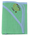 HAFEELA 100% Soft Cotton New Born Baby Hooded Jakard Towel Embroidery Pack of 1 (Green)