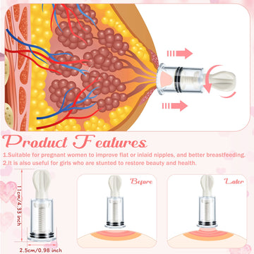 Bbto 8 Pieces Nipple Suction Cups Nipple Corrector Sucker Nipple Pullers Aspirator Women Nipple Everter Flat Inverted For Breast