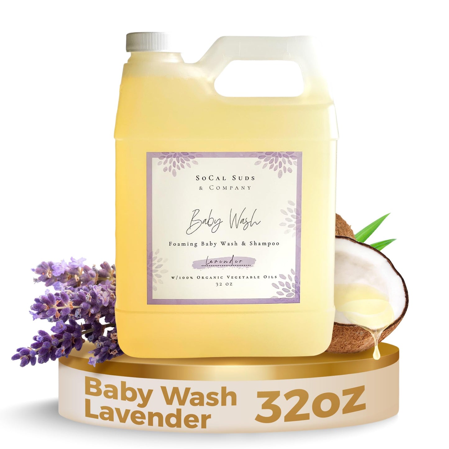 SoCal Suds & Company - 2-in-1 Organic Foaming Baby Shampoo & Body Wash Castile Soap Refill - Gentle Body Soap and Shampoo for Se