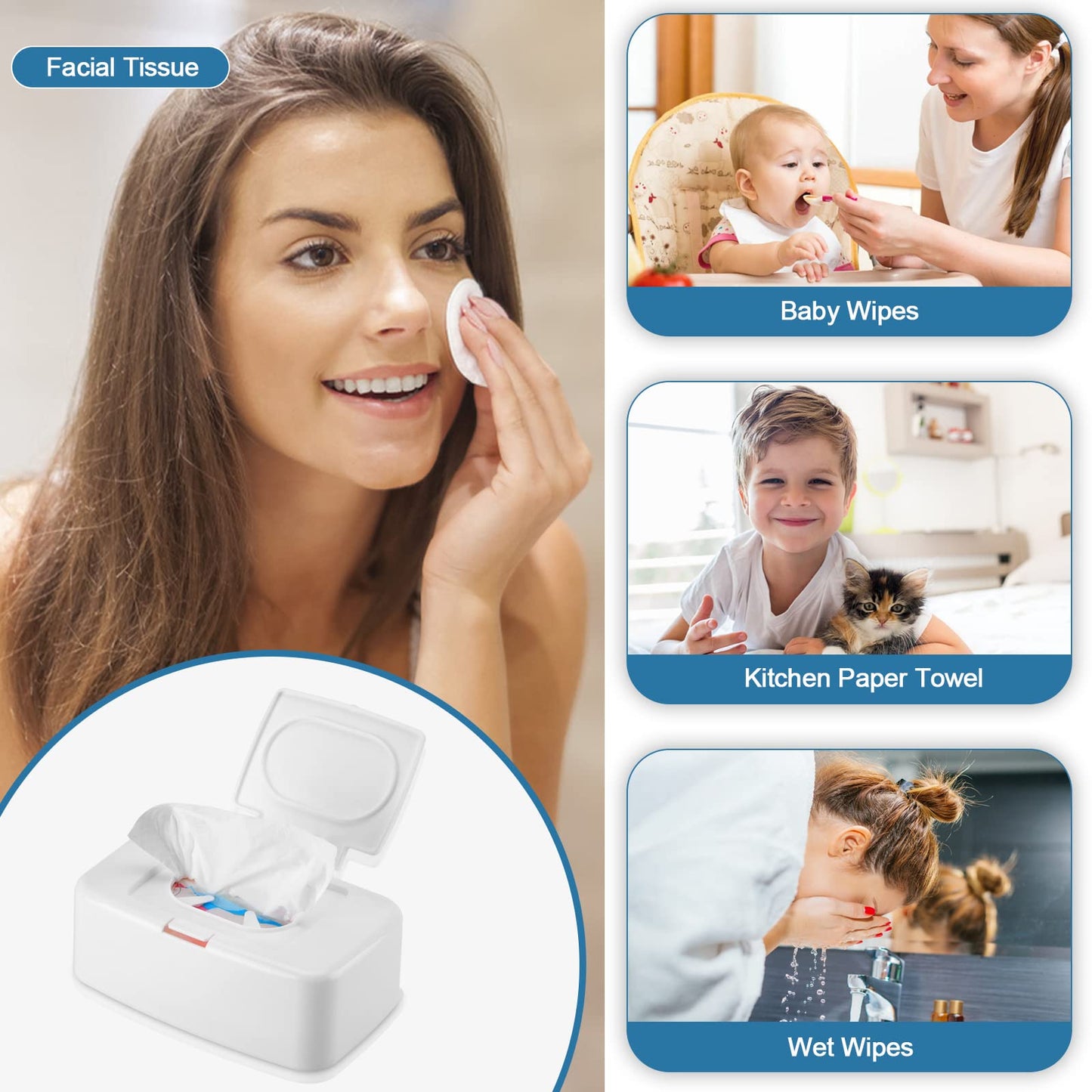 2 Pack Wipes Dispenser, Small Wipes Case With Lid, Wet And Dry Tissue Box, Dustproof Wipe Container With Sealing Design, Keeps W