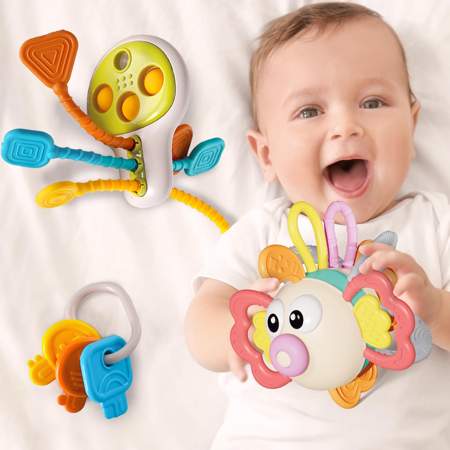 iPlay, iLearn Baby Toy 6-12 Month, Infant Fish Teething Sensory Toy, Toddler Busy Key Activity Fidget Toys, Montessori Learning