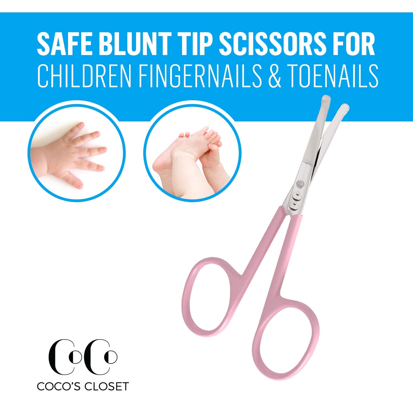 Cocos Safety Baby Nail Scissors, Baby Nail Clippers For Fingernail And Toenails, Small Scissors For Toddlers, Infant, Adults And