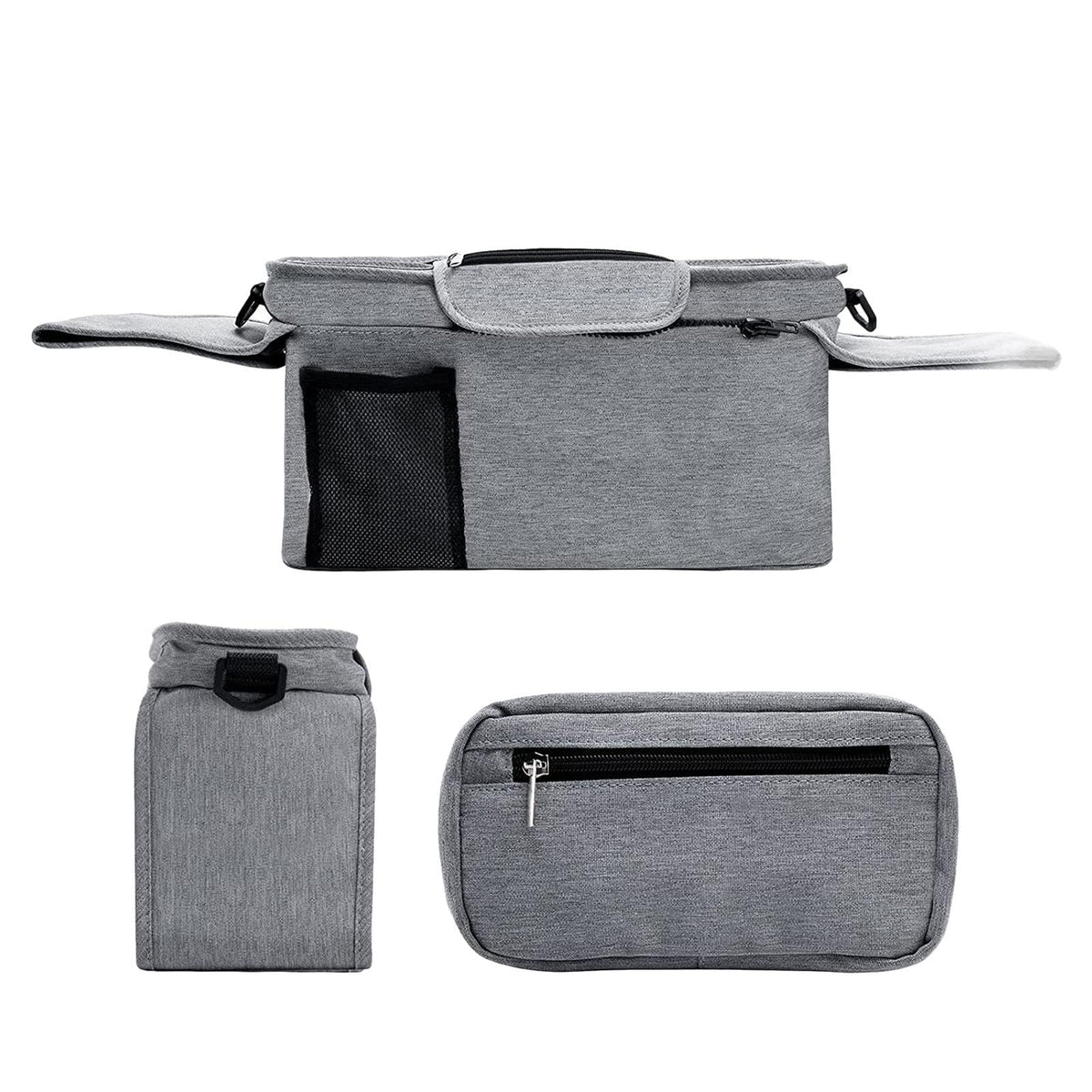 FABLOFT Stroller Organizer Shopping Bag Easy Clean Stroller Bag for Home Use Outside Gray