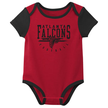 Outerstuff Nfl Newborn Baby And Infant Short Sleeve Bodysuit Variety 3-Pack - Atlanta Falcons, 6-9M
