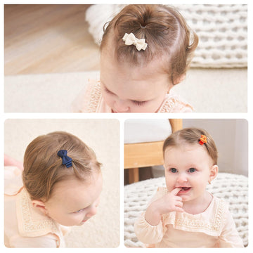 Grosgrain Ribbon Hair Bows Clips For Infant Girls - Fully Lined Mini Bows In 20 Color Pairs, Set Of 40 (1.2' Tiny Clips)