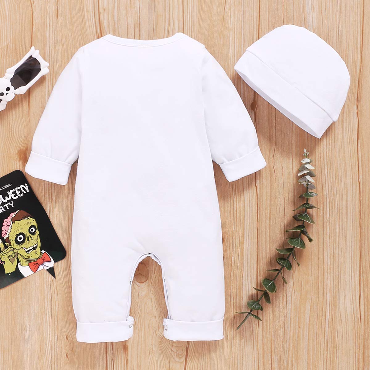 Baby Boys Girls Halloween Clothes First Halloween Romper Ghost Outfit (White,6-12 Months)