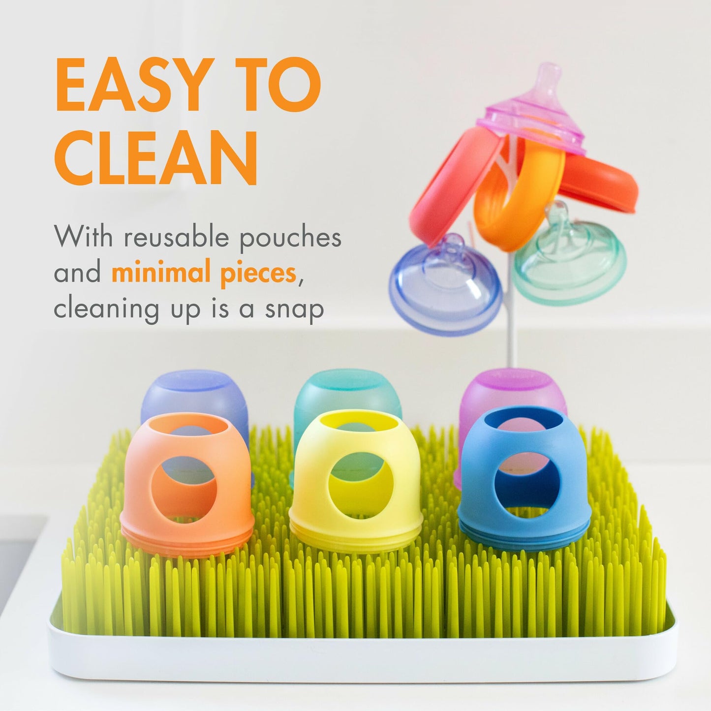 Boon Nursh Reusable Silicone Pouch Baby Bottles - Slow Flow Nipple - Silicone Baby Bottle Pouch And Nipple - Baby Feeding Essent