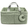 Orelle Boucl Diaper Caddy Organizer with Matching Pouch & Moon Pendant | Teddy Portable Changing Table Organizer | Sage Green