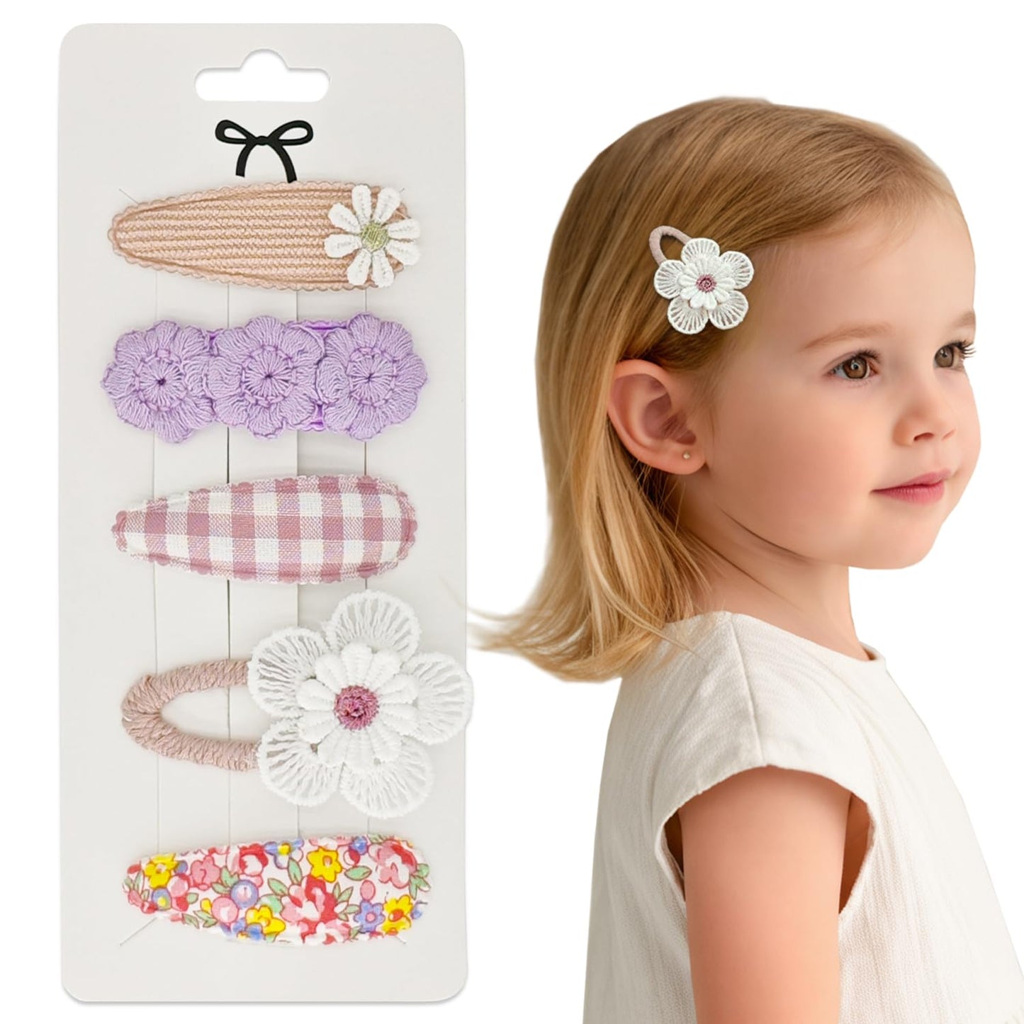 5 Pcs Soft Baby Hair Clips - 5 Snap Barrettes for Girls & Toddlers, Gentle Grip Non-Slip Toddler Hair Clips for Thin and Thick H