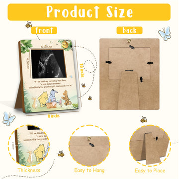 Winnie Pregnancy Milestone Keepsake & Ultrasound Picture Frame - Baby Shower Sign & Decor - Gifts For Gender Reveal