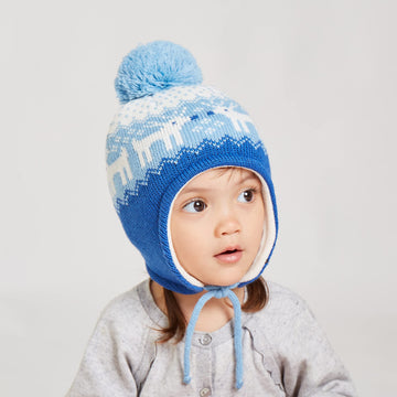 Langzhen Deer Hat For Girls Infant Pom Pom Beanie Kid Winter Hats Toddler Cap Knit Warm Beanies Caps For Baby Boys Girls(Deer-Bl