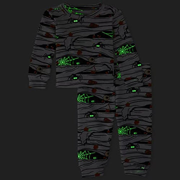 The Children'S Place Unisex Baby And Toddler Halloween 2 Piece Snug Fit Cotton Pajama Set, Glow Mummy, 12-18 Months Us