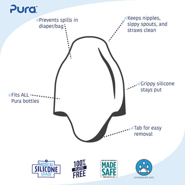 Pura Kiki Nipple/Spout Silicone Travel Covers - Pura Lids Compatible | Plastic-Free, Medical Grade, Madesafe Certified | Prevent