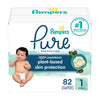 Pampers Baby Diapers - Pure Protection - Size 1, 82 Count, For Up To 100% Leakproof, Premium Plant-Based Skin Protection