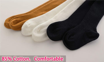 Cecorc Baby Tights - Thick Toddlers Girl Leggings- Cable Knit Cotton Stockings(3-4 Years, 3Pack (Black+White+Ginger))