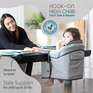 Elegant Faux Leather Hook-On High Chair - Portable, Clip-On For Travel, Suitable For Babies