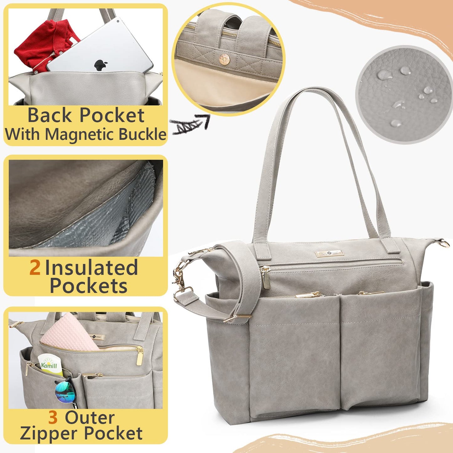 Miss Fong Diaper Bag Tote Baby Bag Leather Diaper Bag Backpack Large Diaper Tote Bag For Girls & Boys Diaper Bag Purse With 11 D