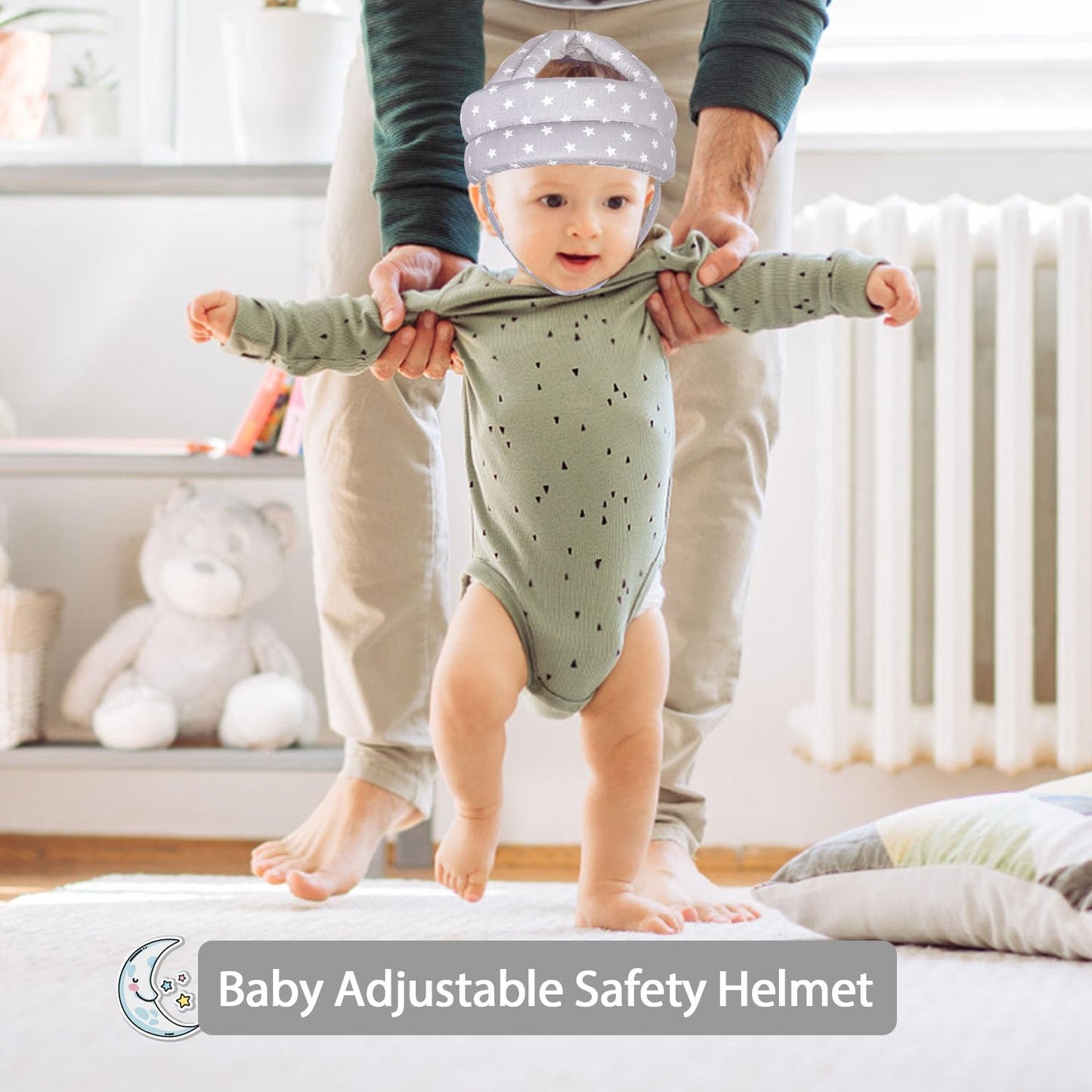 Umtiti Baby Adjustable Helmet, Lightweight And Soft.Great For Baby Learning To Walk And Crawl.Gray Star