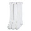 Epeius 3 Pair Pack Baby Girls Boys No Seam White Uniform Knee High Socks Tube Ruffled Stockings Infants And Toddlers For 12-36 M