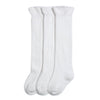 Epeius 3 Pair Pack Baby Girls Boys Seamless White Uniform Infants Baby Knee High Socks Tube Ruffled Stockings For 1-6 Months