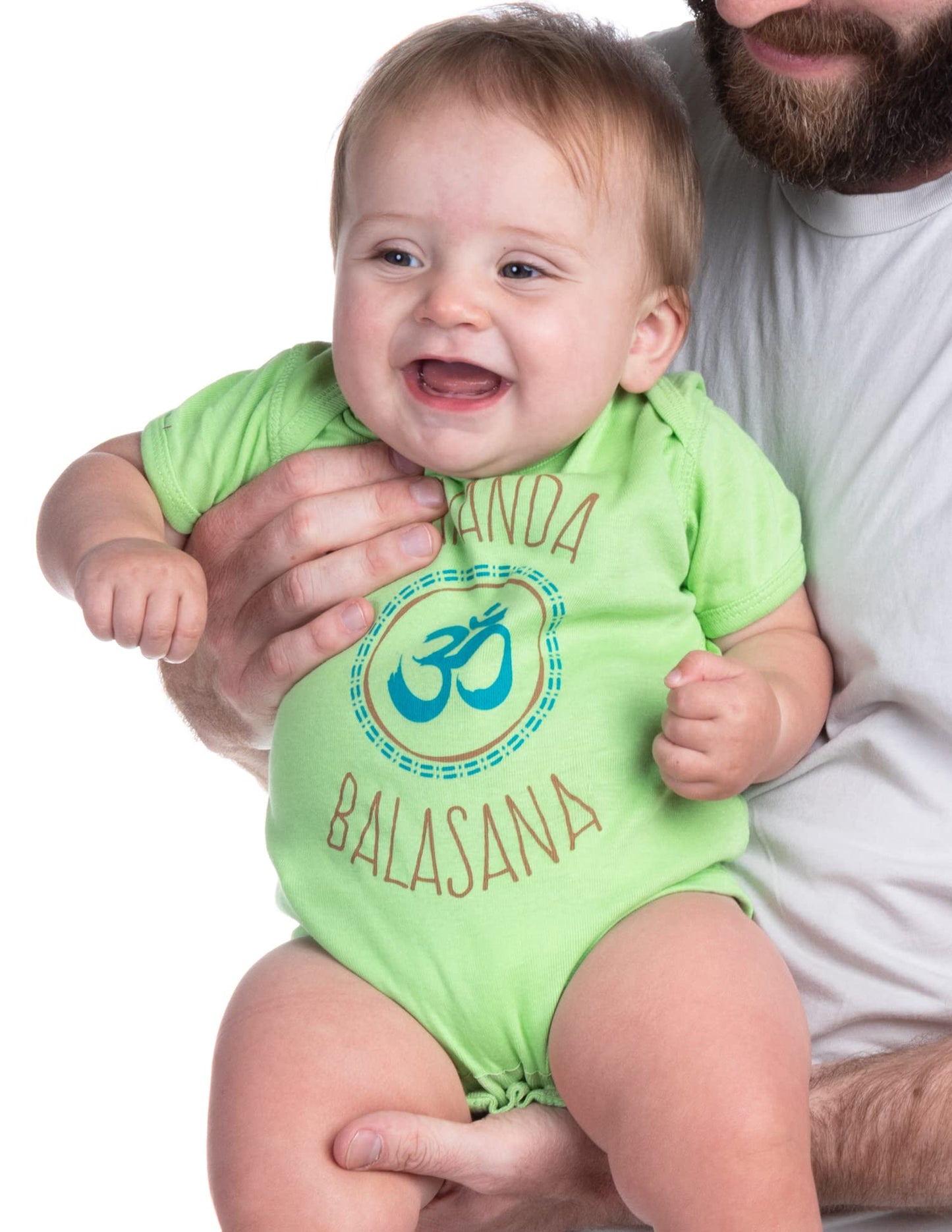 Ann Arbor T-Shirt Co. Ananda Balasana (Happy Baby) | Funny Yoga Pose Mom Dad Parent Infant One Piece-(1Piece, 6M)