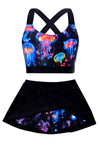 Cutemile Bathing Suit Size 8-9 Girls Jellyfish Swimsuit With Boyshorts Black Tankini Upf 50+ Sleeveless Swimwear 8-9 Years