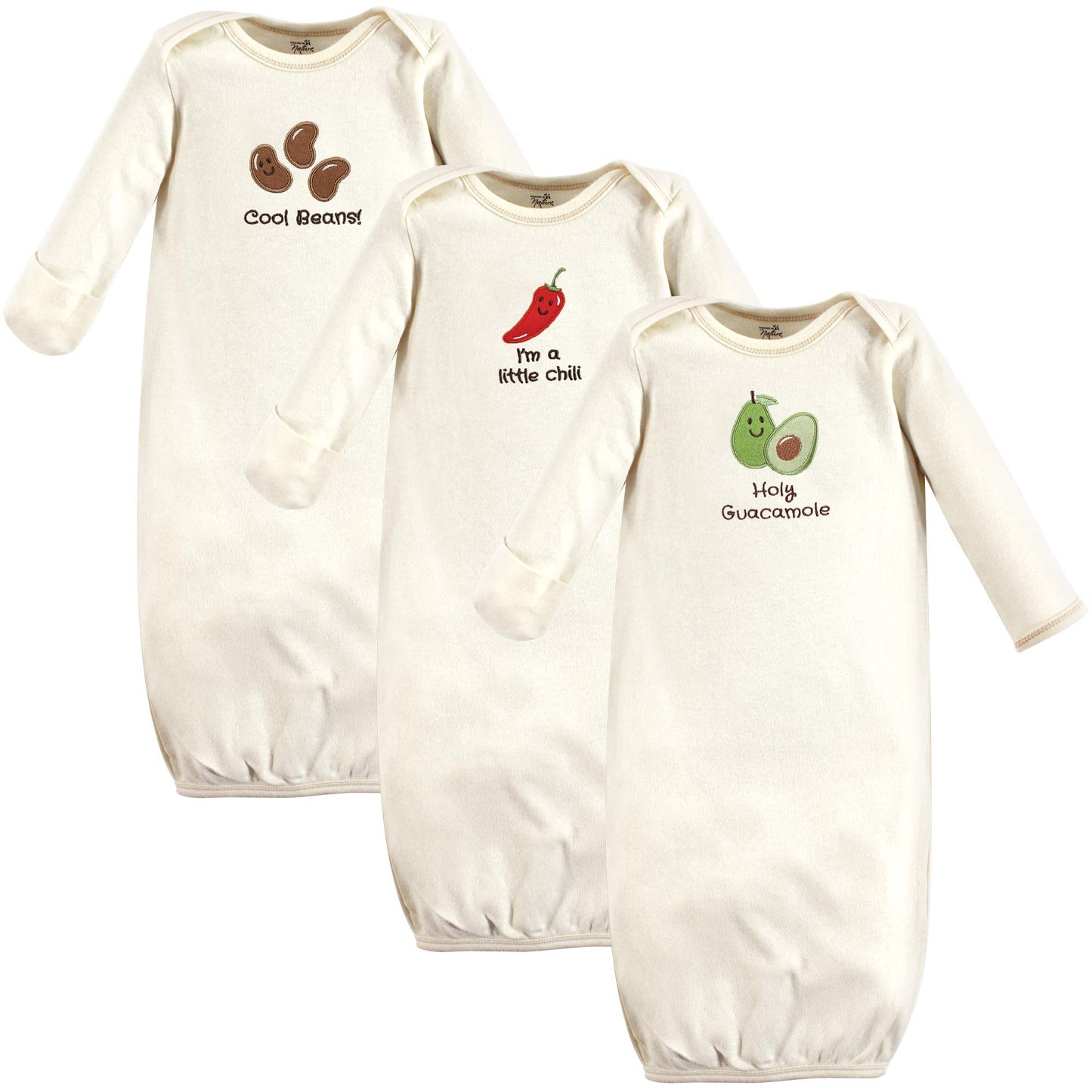 Touched By Nature Unisex Baby Organic Cotton Gowns, Guacamole, 0-6 Months Us