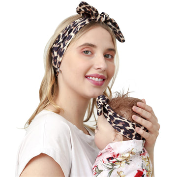 Ddnfo Mom And Baby Headbands Leopard Headwraps Infants Hair Bands(F13) (A-Leopard Headwraps)
