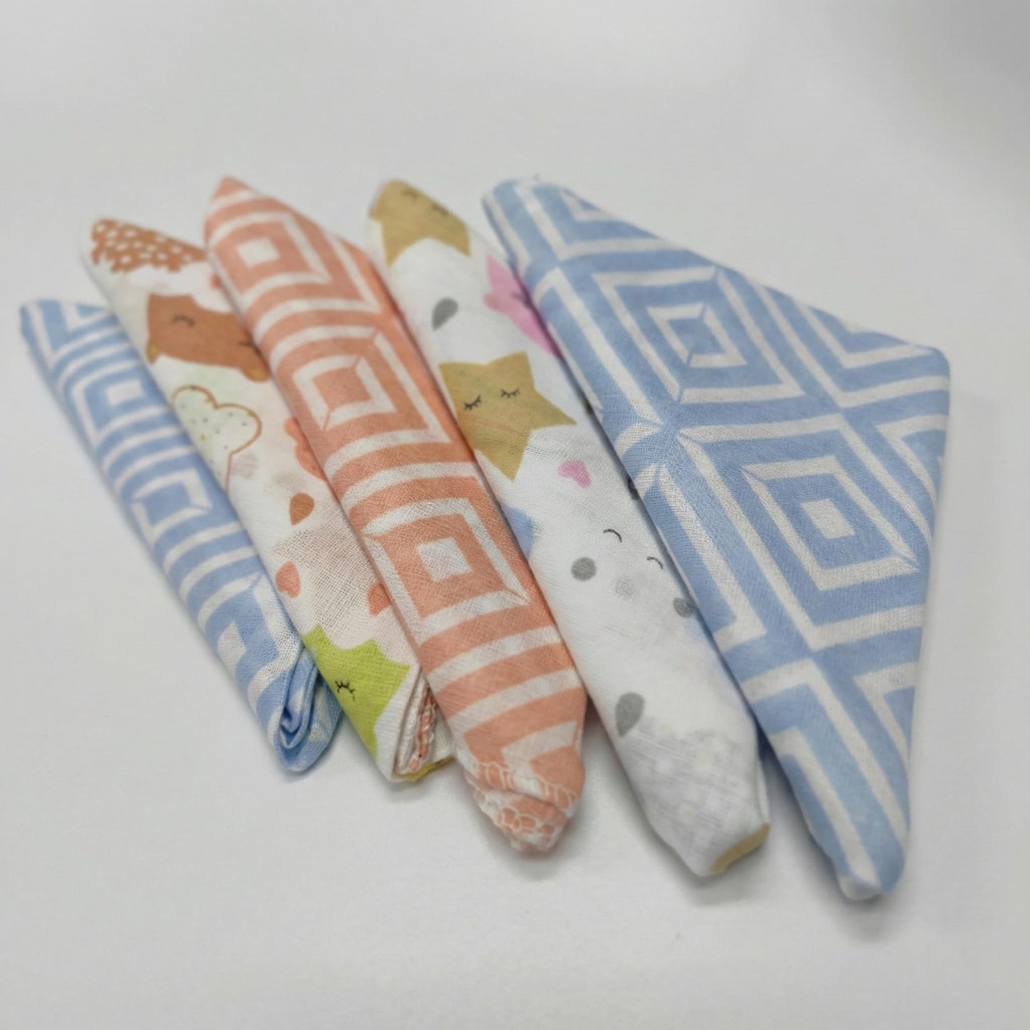 Trance Home Linen Super Soft 100% Cotton Thin Malmal Face Towels | Baby Napkins For New Born | Reusable Hygiene Wash Cloth | Sof