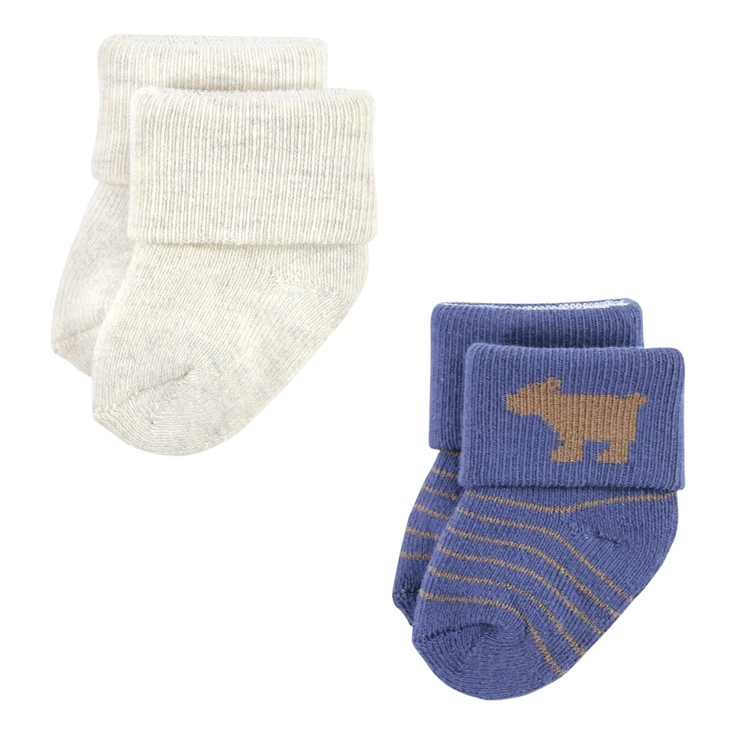 Hudson Baby Unisex Baby Cotton Rich Newborn And Terry Socks, Bear, 6-12 Months