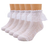 Xiyadun 5 Pairs Toddler Baby & Child Girls Ruffle Lace Ankle Cotton Dress Socks (M For 3-6 Years, Cream White)