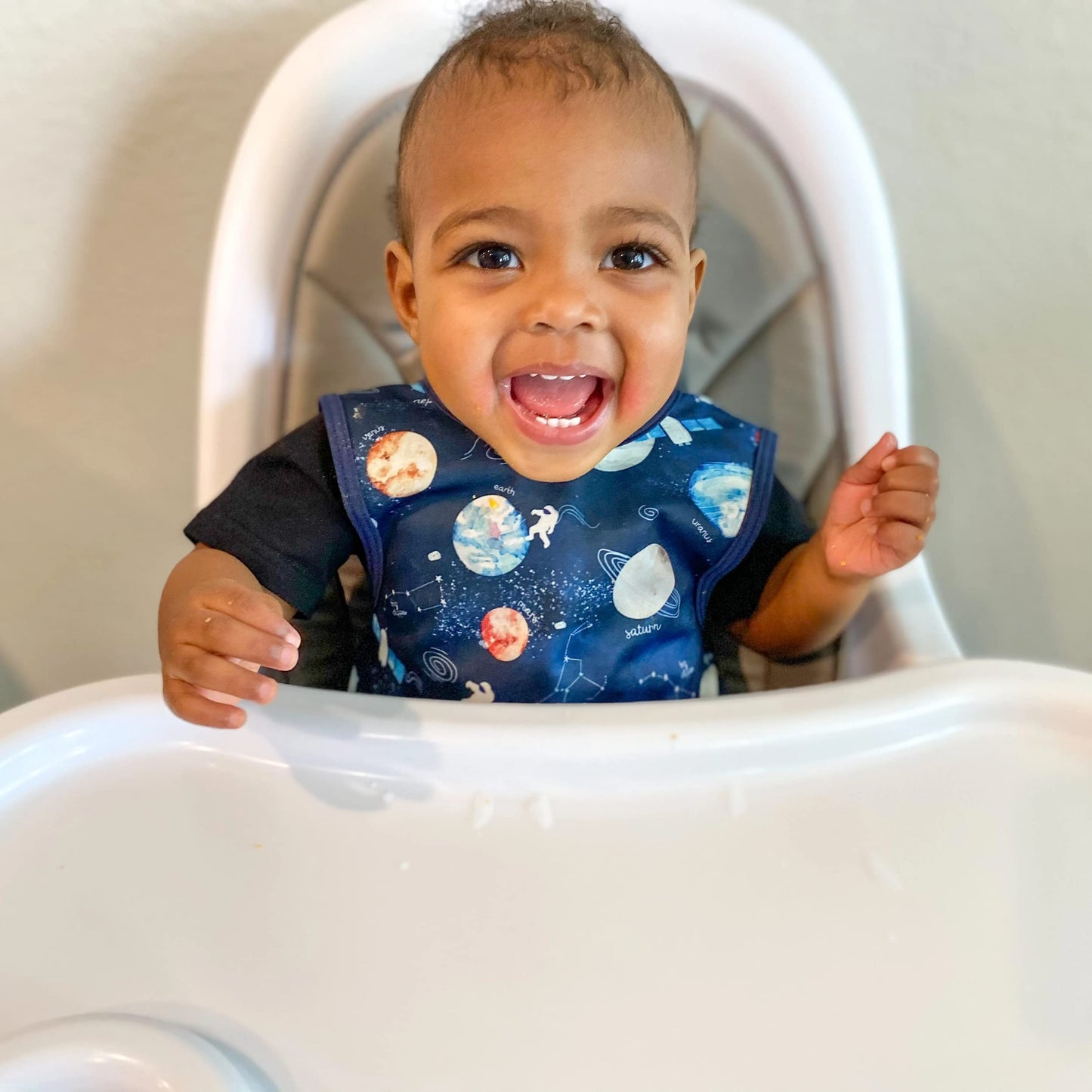 Bapronbaby Outer Space Bapron - No Neck Tie Safer Bib For Baby & Toddler - Soft Waterproof Stain Resistant - Machine Washable -