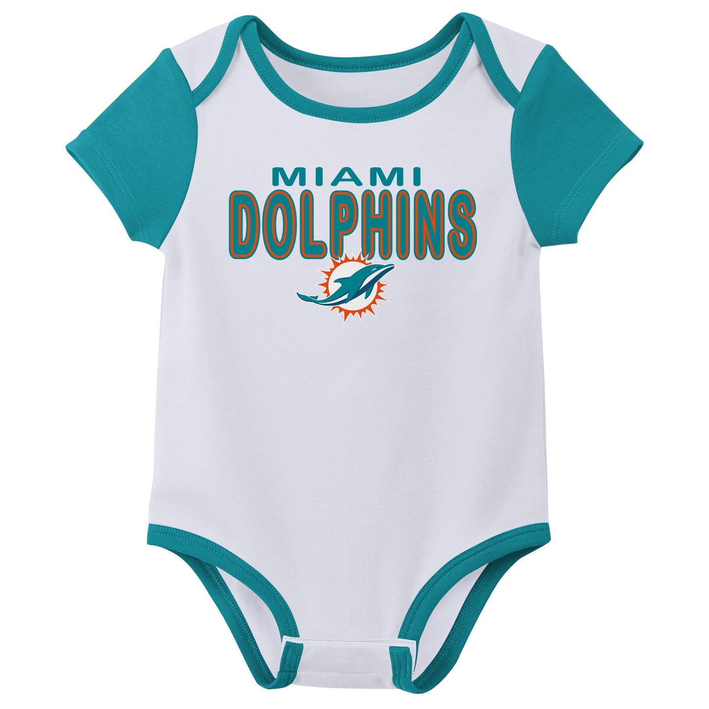 Outerstuff Nfl Newborn Baby And Infant Short Sleeve Bodysuit Variety 3-Pack - Miami Dolphins, 18M