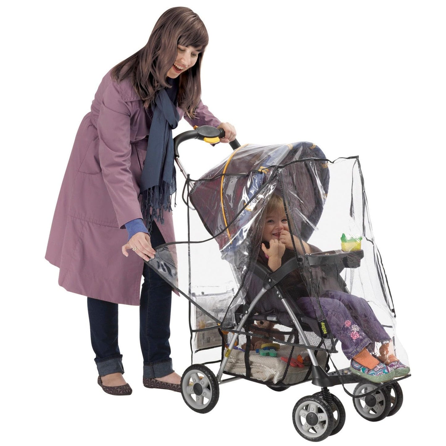 Nuby Deluxe Stroller Weather Shield, Clear Plastic Cover With Storage Pocket & Vented Sides