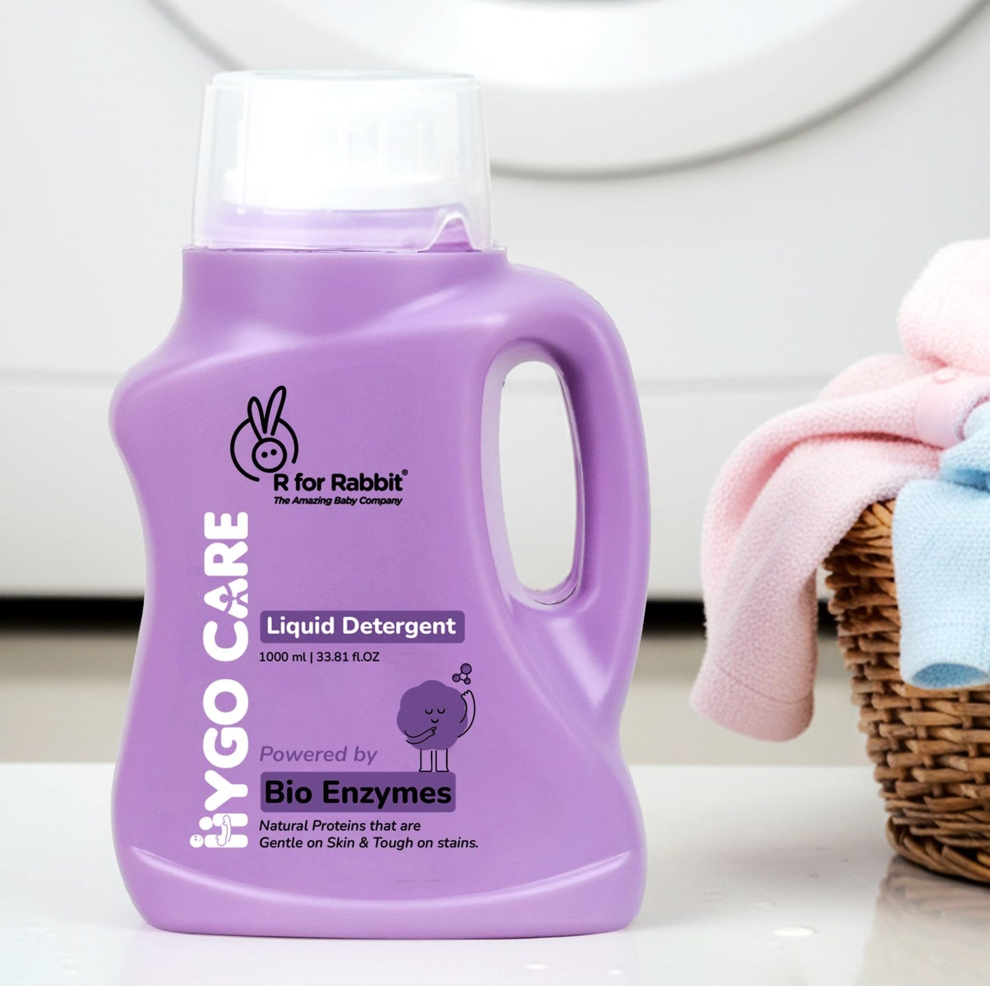 R For Rabbit Hygocare 1000Ml Baby Laundry Liquid Detergent For Clothes Powered By Bio Enzyme Handwash & Machine Wash, Effective