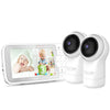 Hubble View Pro Twin 5' Video Baby Monitor With Camera And Audio, Nightvision Baby Monitor With 2 Cameras Split Screen & Pan Ti