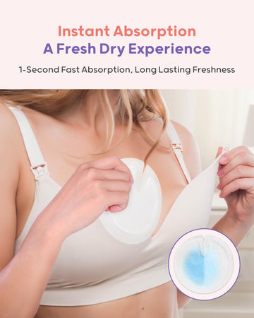 Nuliie Super Absorbent & Featherlight Disposable Nursing Pads 100 Count, Stay Dry, Soft & Breathable Breast Pads For Leaking Mil