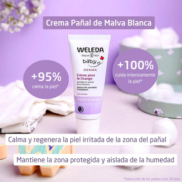 Weleda Baby White Mallow Diaper Care Cream, 1.7 Fluid Ounce, Fragrance Free Plant Rich Protection With White Mallow, Pansy, Sesa