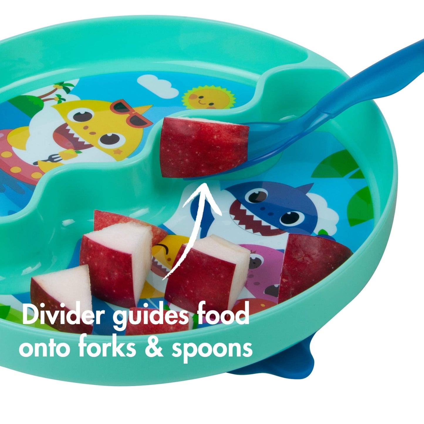 The First Years Pinkfong Baby Shark Divided Suction Plate- Dishwasher Safe Baby Plates With Suction Cups - Baby Feeding Essentia