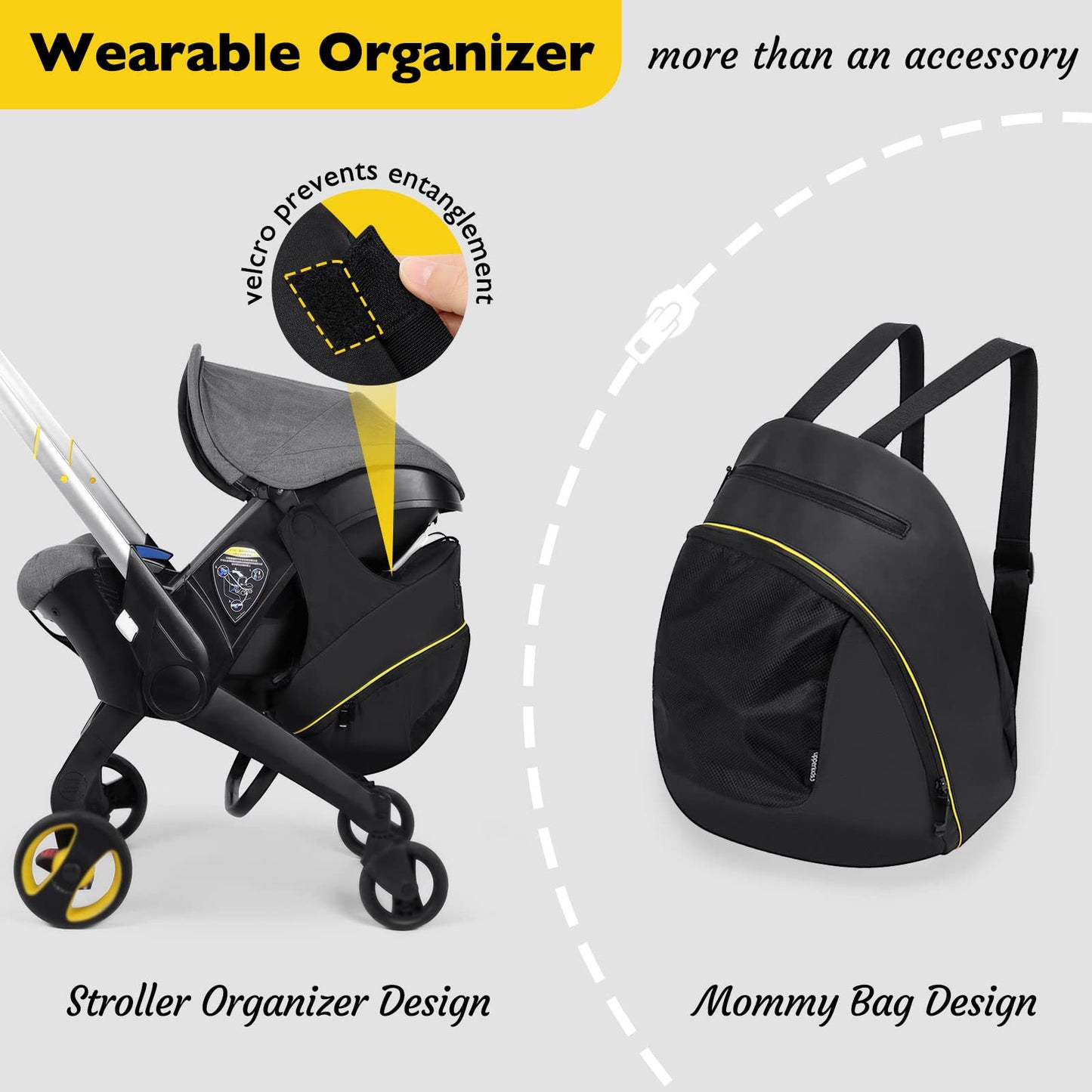 Upperkids Storage Bag Compatible With Doona Infant Car Seat Stroller, Stroller Accessories, Large Capacity Diaper Bag, Easy Acce