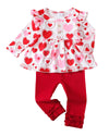 Toddler Baby Girl Clothes Valentines Day Outfits Red Love Heart Valentines Shirt Pants Set Toddler Gifts 18-24 Months Girl Cloth