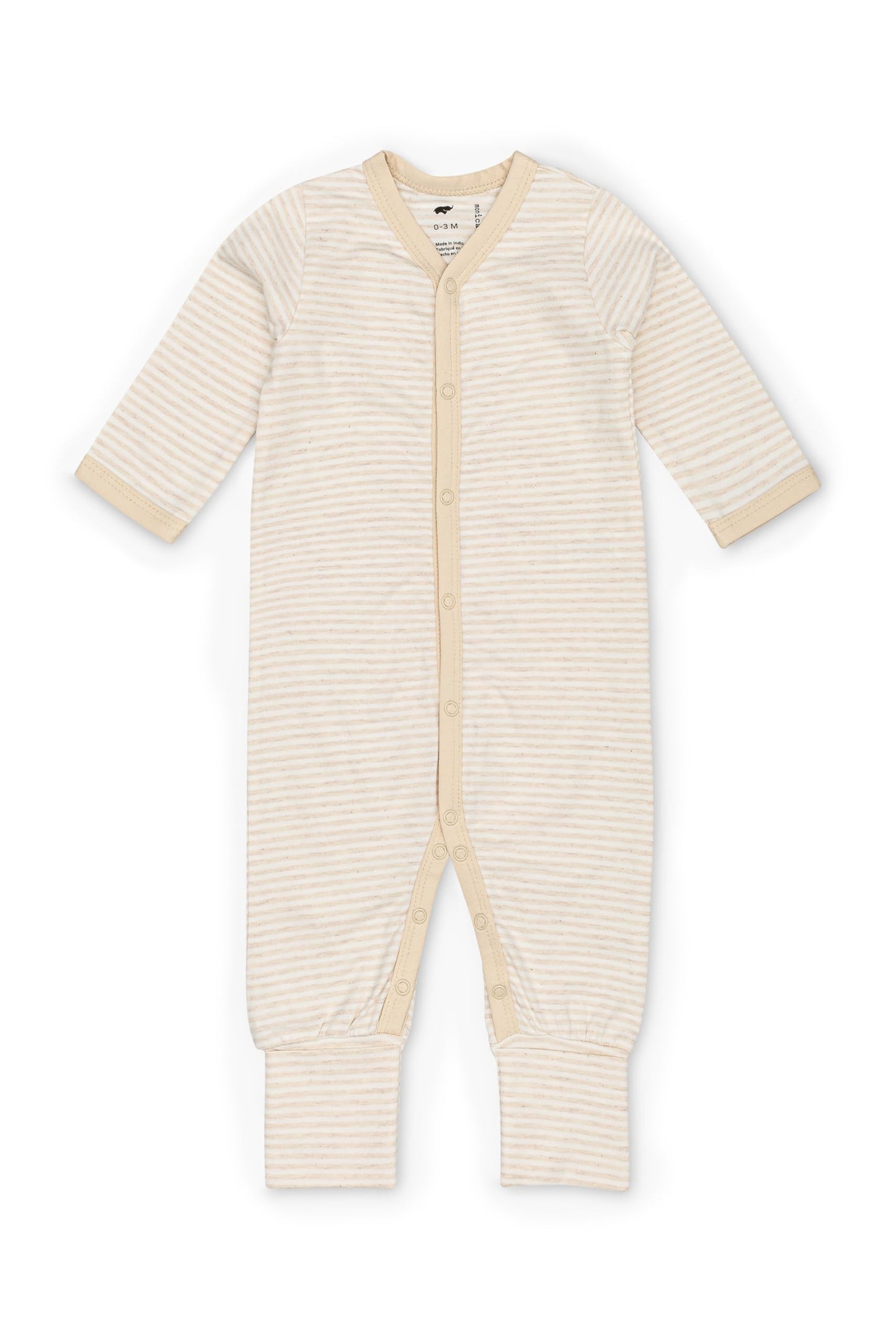 MONICA + ANDY On The Go Baby One Piece, Size 6-9 Months, Cream French Stripe, 100% Organic Baby Clothes for Girls and Boys, Unis