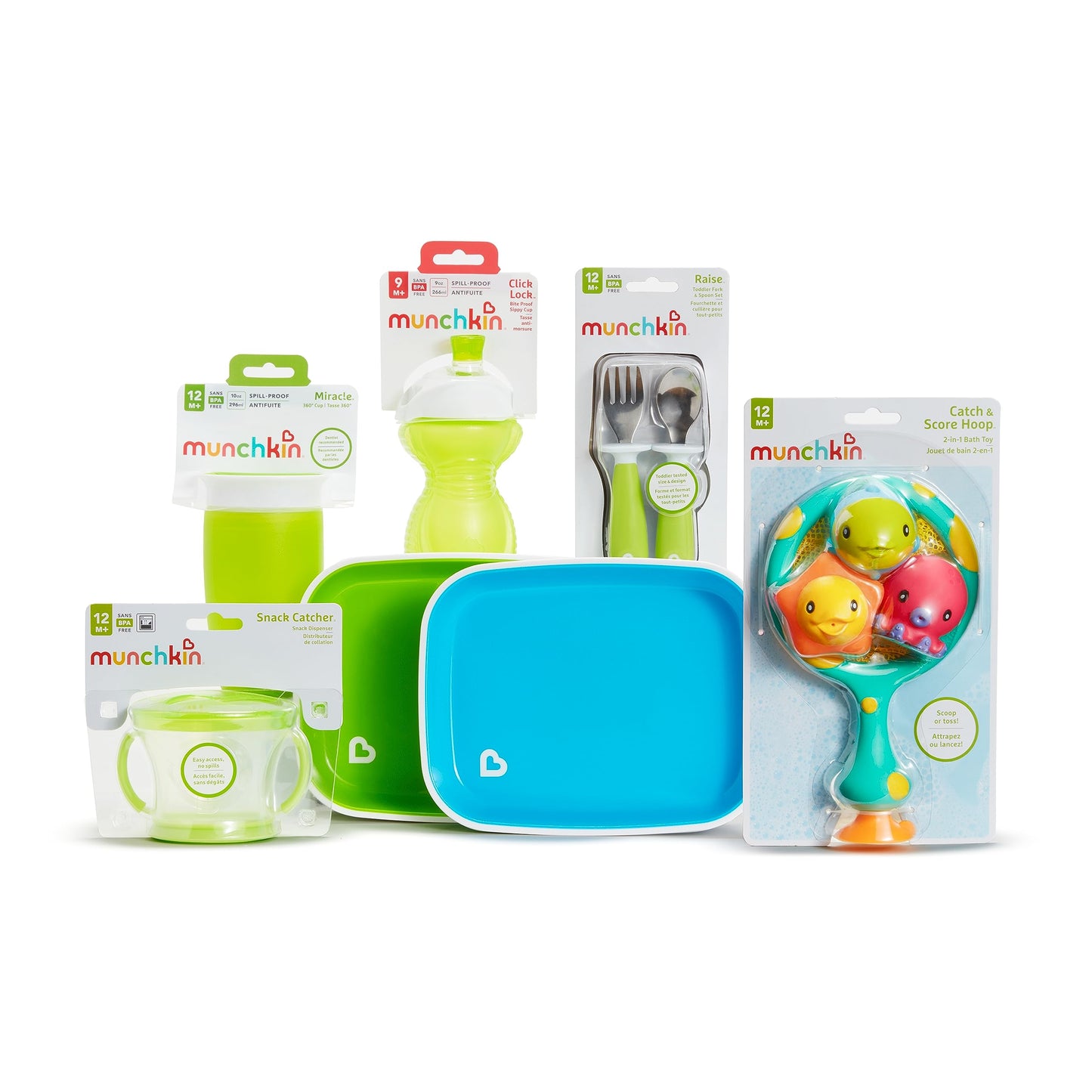 Munchkin 1St Birthday Baby/Toddler Gift Set, Includes Sippy Cups, Plates, Feeding Utensils, Snack Catcher, Bath Toy And Teether,