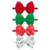 Yanjie Christmas Baby Headbands Newborns Bows Red Green Printed Snowflake Baby Bows Nylon Headband Toddler Infant Hairbands Chee